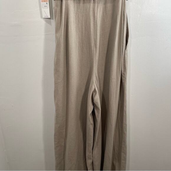 NWT Calvin Klein Khaki Linen Blend Wide Leg Button Front Sleeveless Jumpsuit 2 - Picture 14 of 15